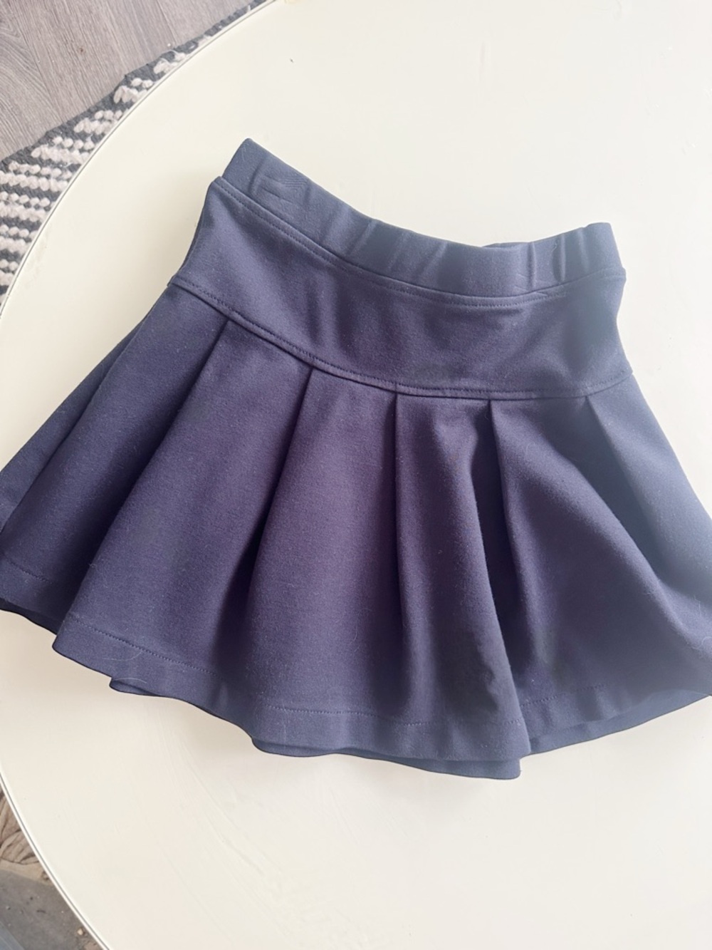 Primary Navy Circle Skirt with Pleated Panels